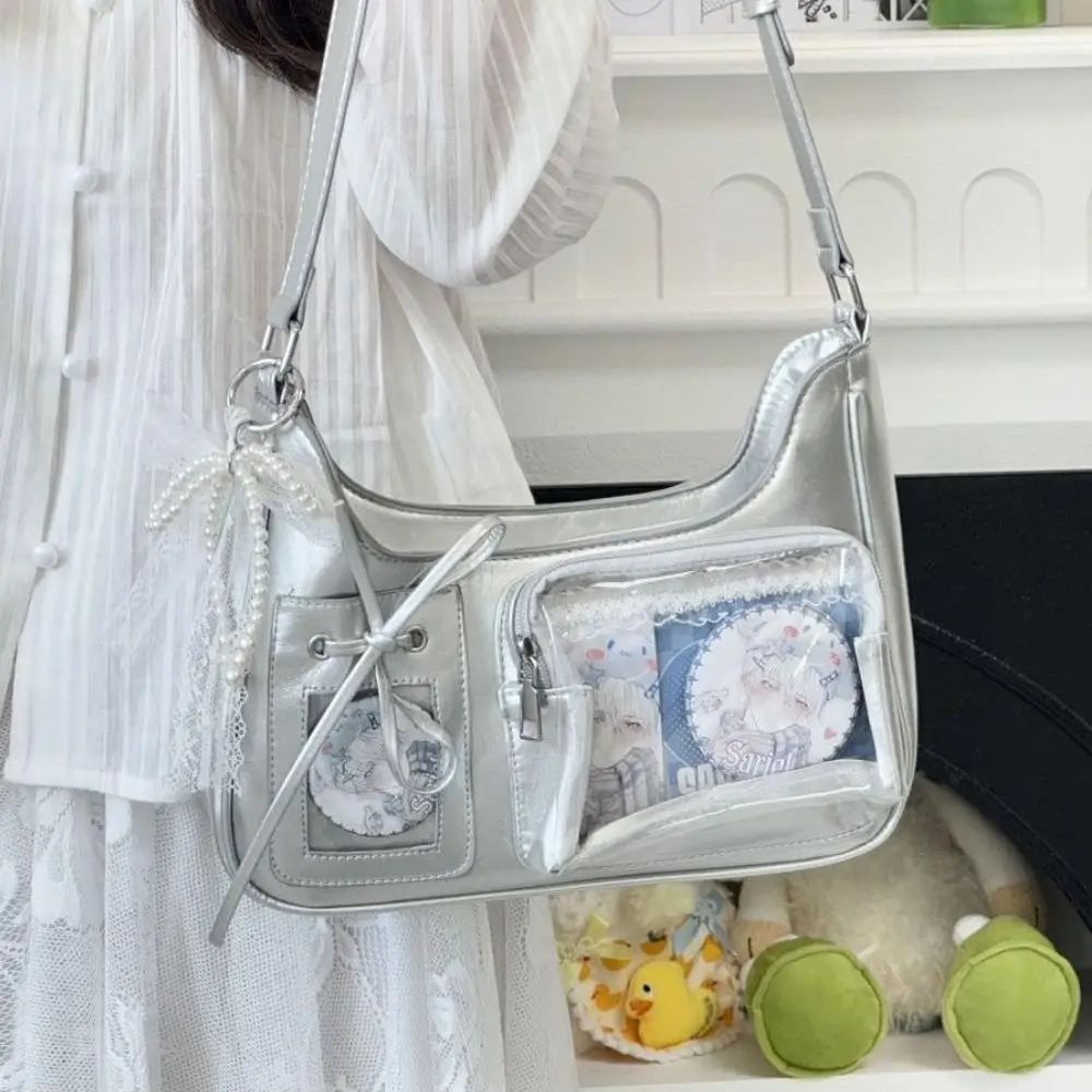 HOT Womens Transparent Ita Bags Girl Transparent Messenger Bag Women's Designer Handbags Ladys DIY Badge Tote Bag Lolita Handbag thumbnail 3