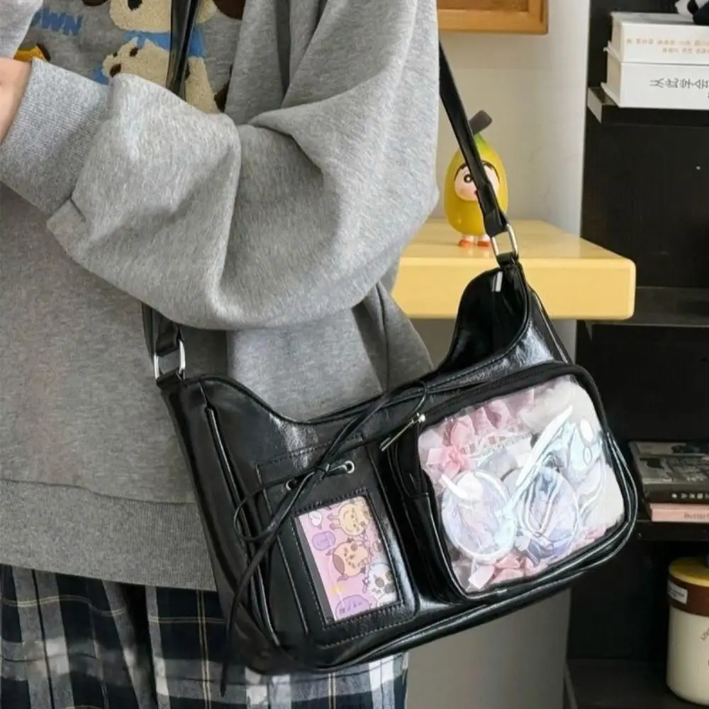 HOT Womens Transparent Ita Bags Girl Transparent Messenger Bag Women's Designer Handbags Ladys DIY Badge Tote Bag Lolita Handbag thumbnail 4