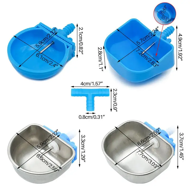 4Pcs Stainless Steel / Plastics Rabbit Automatic Water Bowl Farm Chicken Duck Drinker Easy to Install Animals Drinking Bowls thumbnail 4
