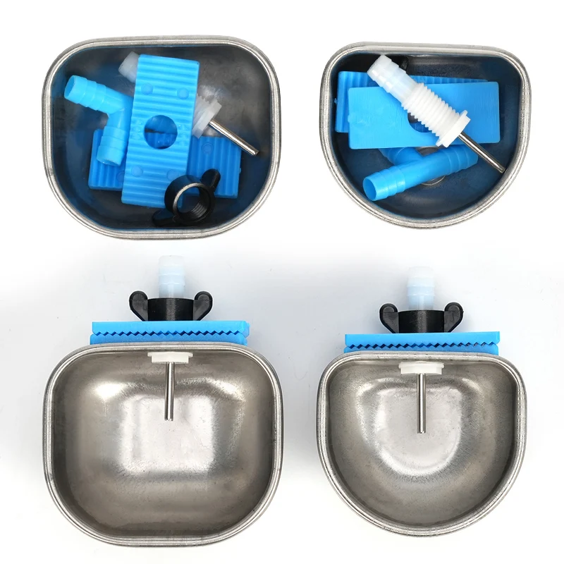 4Pcs Stainless Steel / Plastics Rabbit Automatic Water Bowl Farm Chicken Duck Drinker Easy to Install Animals Drinking Bowls