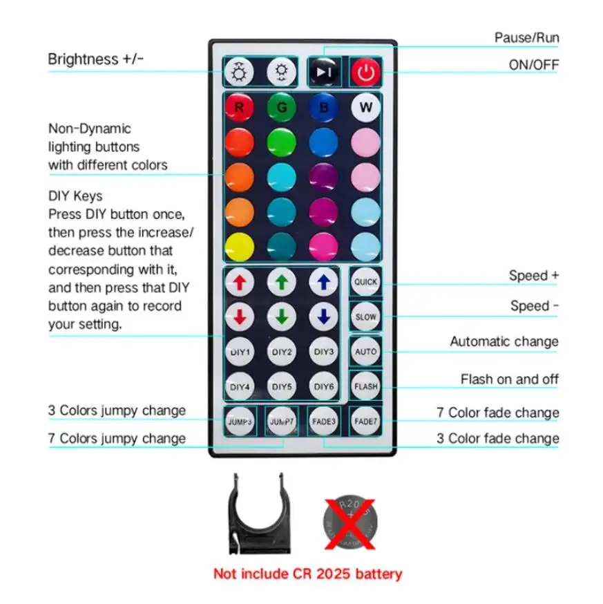 44 Keys IR Remote Control 4Pin RGB Double Output Smart USB Bluetooth APP Controller for 5V 5050 2835 RGB LED Strip Light Dimmer thumbnail 3