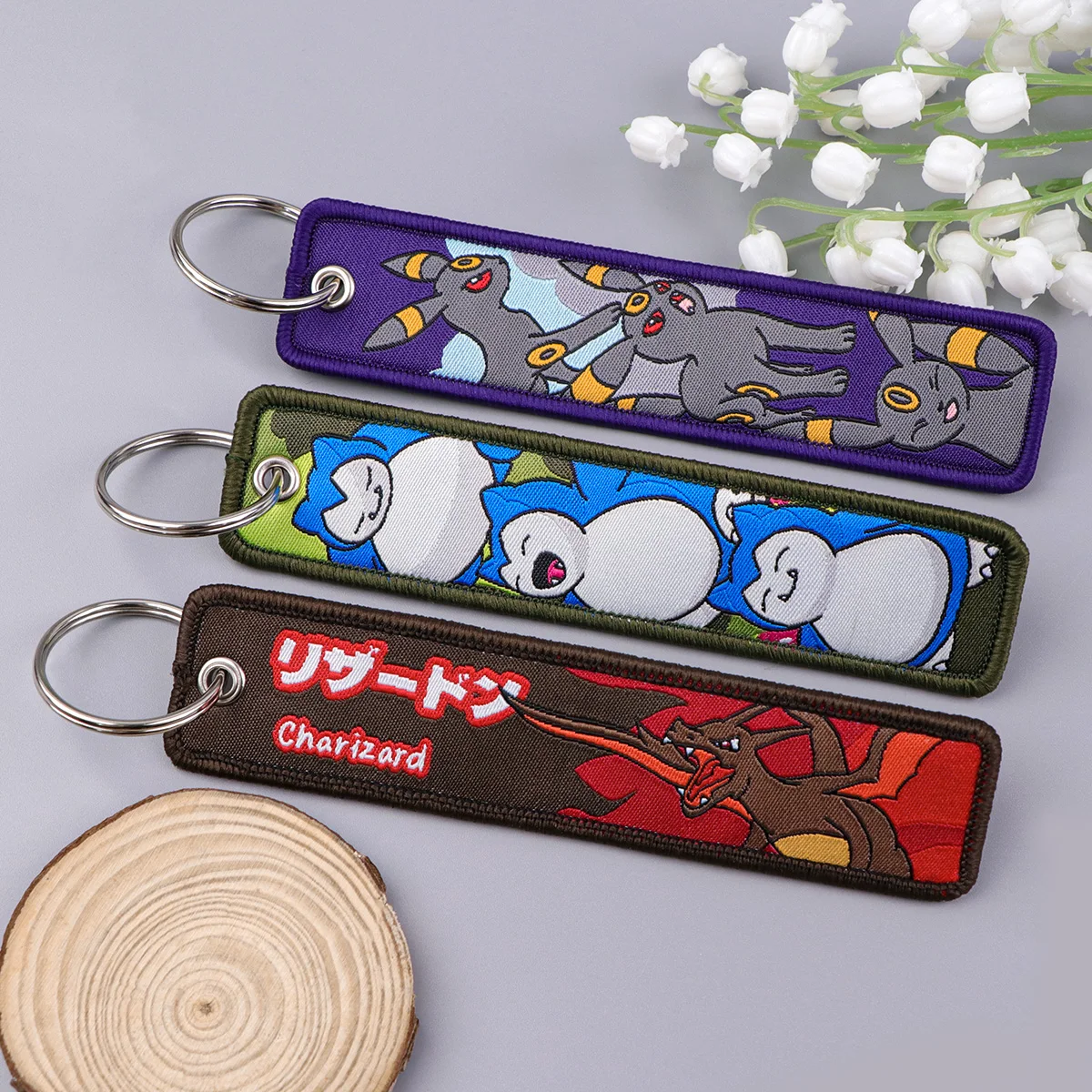 Japanese Anime Elf Monsters Keychain for Cars Backpack Key Holders Embroidery Keyrings Key Tag Jet Tag Accessories Gifts 1pcs thumbnail 4