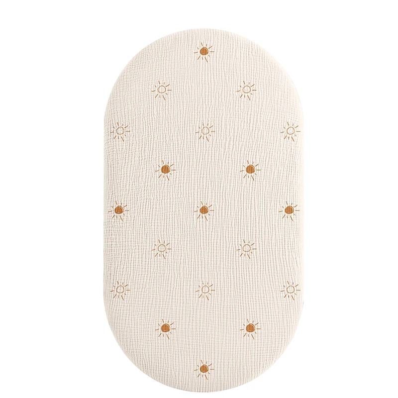 1PC New Color Baby Muslin Bassinet Sheets Print Breathable Elastic Cozy Fitted Cotton Bassinet Mattress Sheet for Baby Boy Girls thumbnail 5
