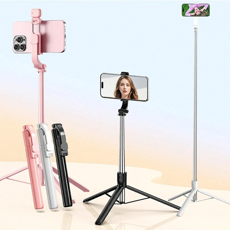 67 Inch Selfie Stick with Reinforced Tripod Multifunctional Retractable Portable Phone Tripod with Remote Control Compatible wit