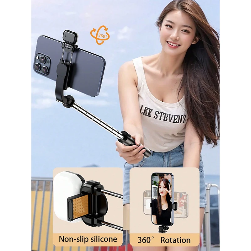 67 Inch Selfie Stick with Reinforced Tripod Multifunctional Retractable Portable Phone Tripod with Remote Control Compatible wit thumbnail 4