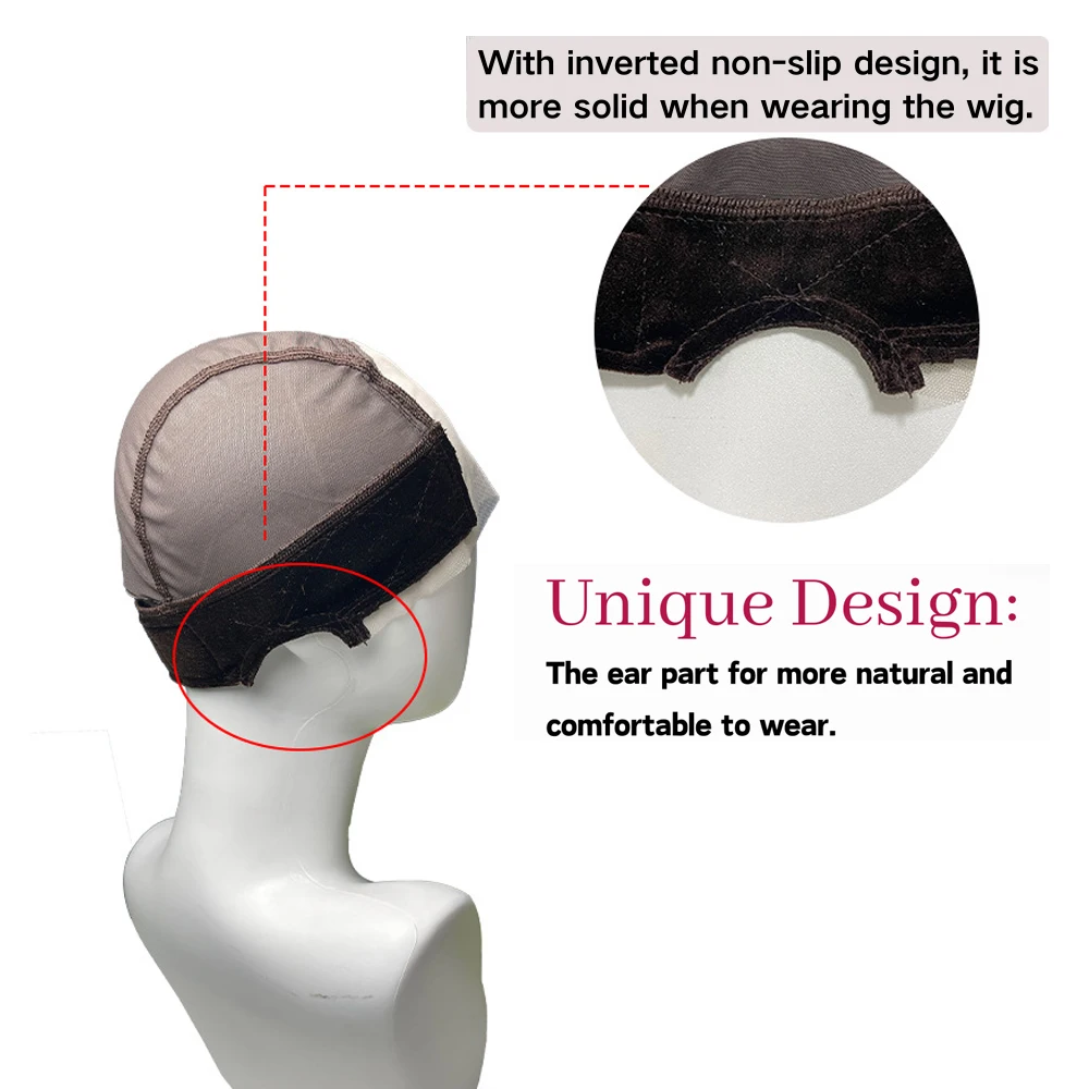 Female Headband Wig Cap  Lace Wig Cap For Wig Making U Part Wig Caps With Adjustable Velvet Wig Grip To Wear Wig Nude Hair Net thumbnail 5