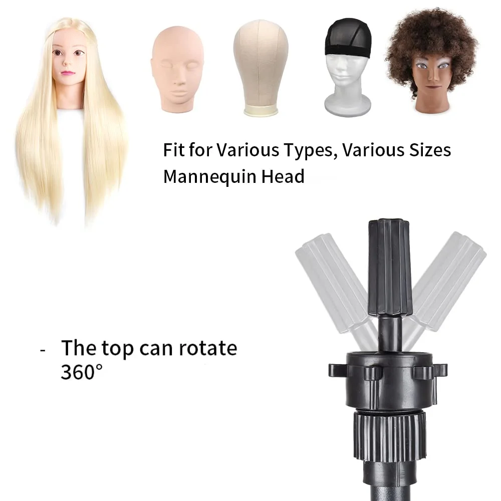 Wig Head Stand - Adjustable Mannequin Head Stand - Wig Stand Tripod for Cosmetology Hairdressing Training (Head Not Included) thumbnail 5
