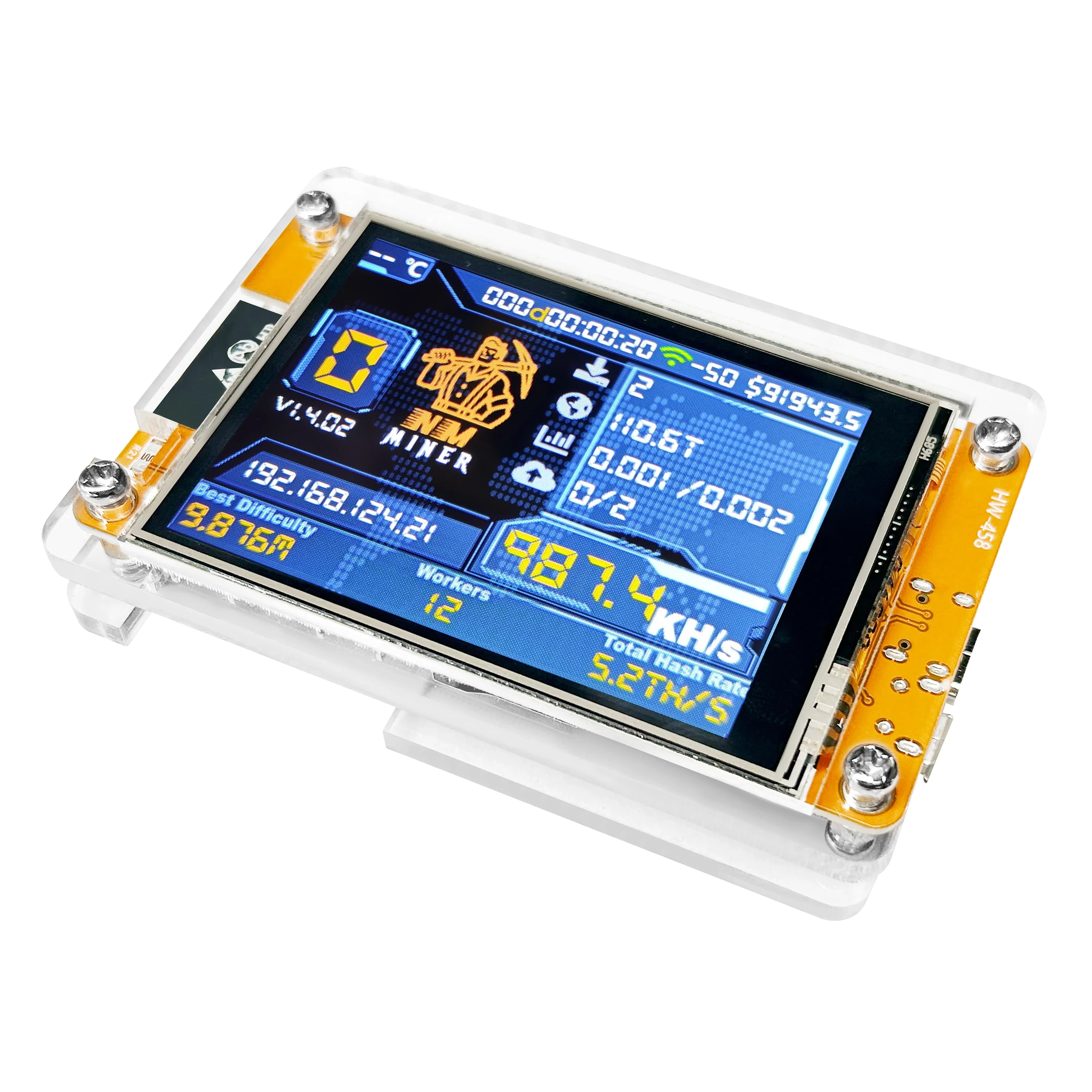 NMMiner Bitcoin Lucky Miner for computer nerd Solo Lottery Hashrate 987KH/s 2.8 inch Smart Display Crypto ESP32-2432S028R DROOM thumbnail 4