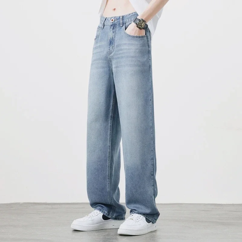 2025Spring Autumn New Men Straight Vintage Fit Jeans Casual Trousers High Quality Male Korean Fashion Baggy Wide Leg Denim Pants thumbnail 3