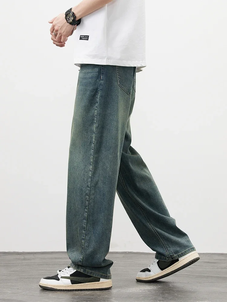 2025Spring Autumn New Men Straight Vintage Fit Jeans Casual Trousers High Quality Male Korean Fashion Baggy Wide Leg Denim Pants thumbnail 5