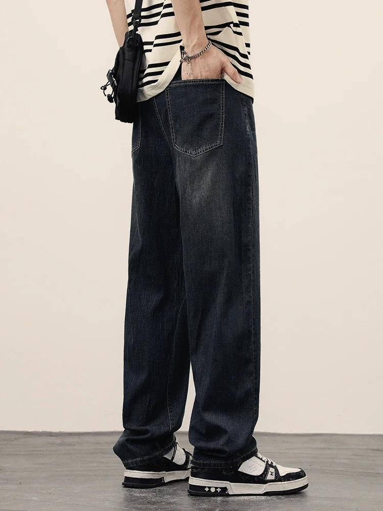 2025Spring Autumn New Men Straight Vintage Fit Jeans Casual Trousers High Quality Male Korean Fashion Baggy Wide Leg Denim Pants thumbnail 6