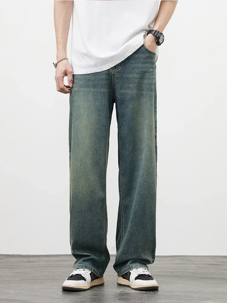 2025Spring Autumn New Men Straight Vintage Fit Jeans Casual Trousers High Quality Male Korean Fashion Baggy Wide Leg Denim Pants thumbnail 2