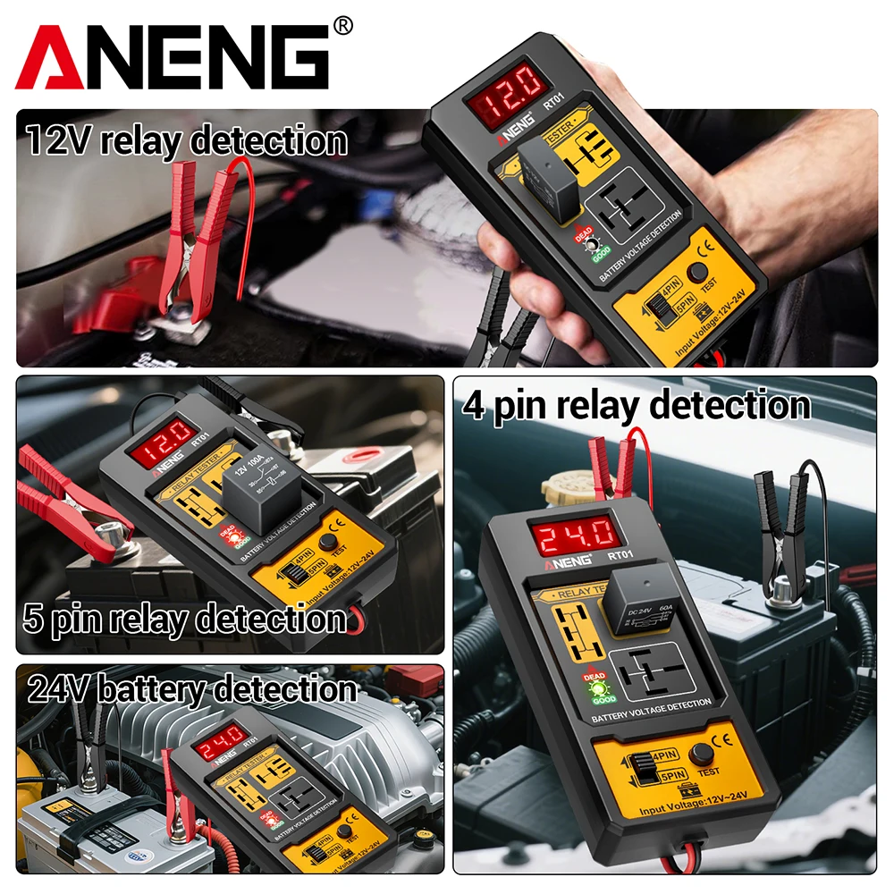Auto Relay Tester Car Relay Tester Voltage Tester ANENG RT01 11-25V LED Test Battery Checker 4/5 Pin Relays Analyzer Repair Tool thumbnail 2