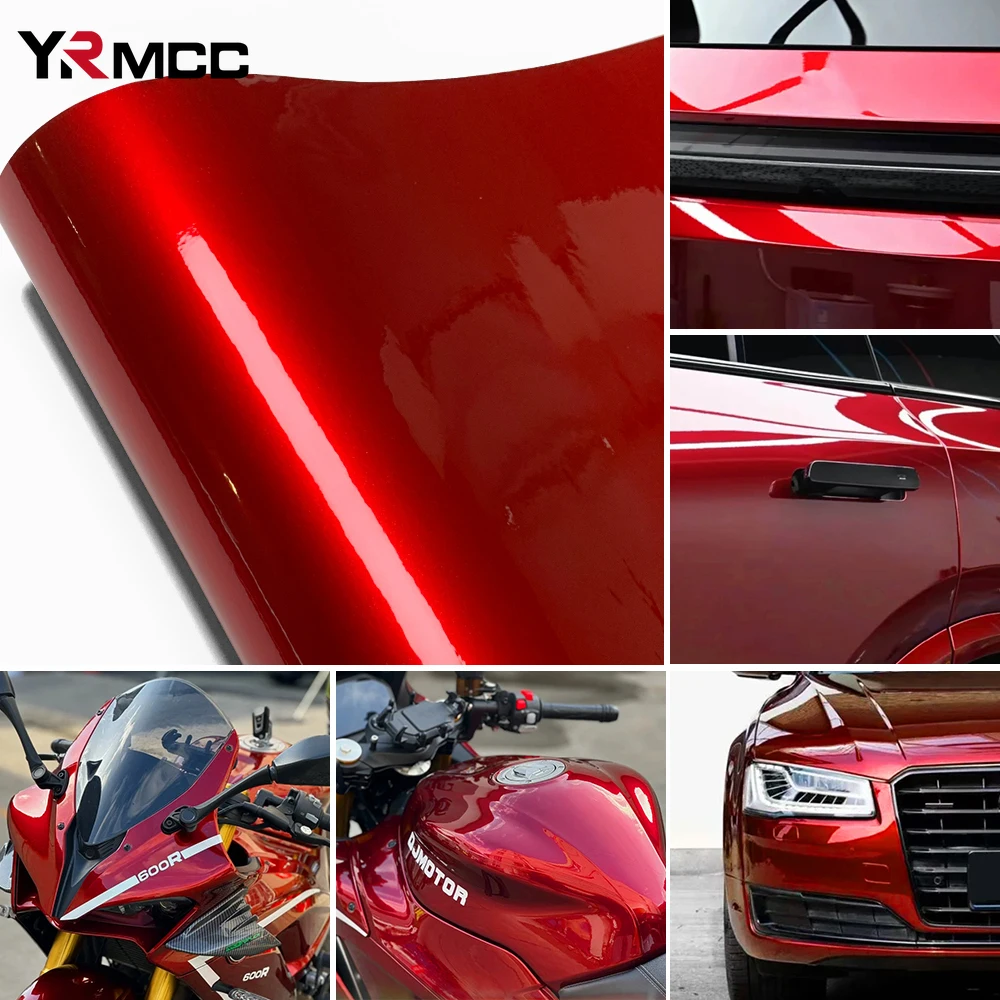 Bright Glossy Red Vinyl Wrap Car Stickers Color Change Film Auto Wrapping Film Self-Adhesive Sticker Vinyl Decal Car Accessories thumbnail 6