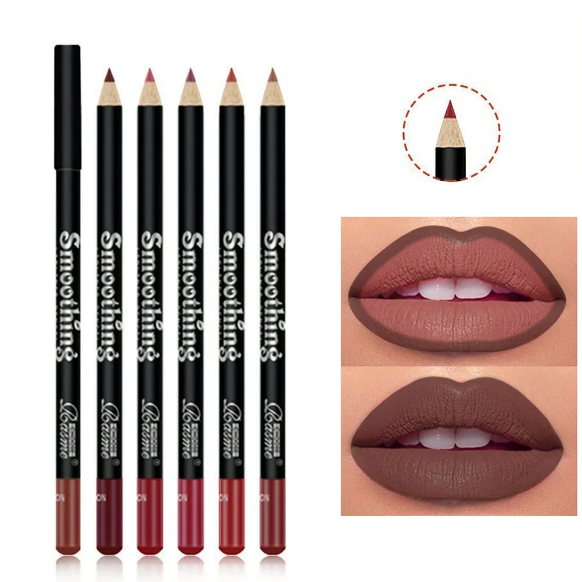 Waterproof Matte Lipliner Pencil Red Contour Tint Lipstick Long Lasting Non-stick Cup Moisturising Lips Makeup 12 Colors thumbnail 2
