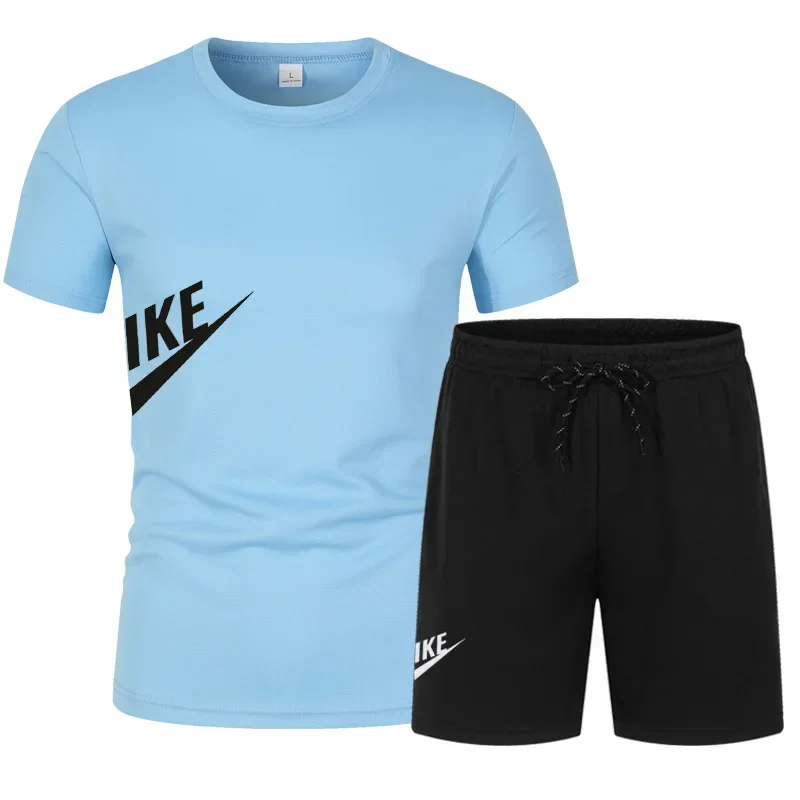 2025 Men's summer T-shirt and shorts set, men's breathable sportswear set, casual and fashionable short-sleeved T-shirt set thumbnail 5
