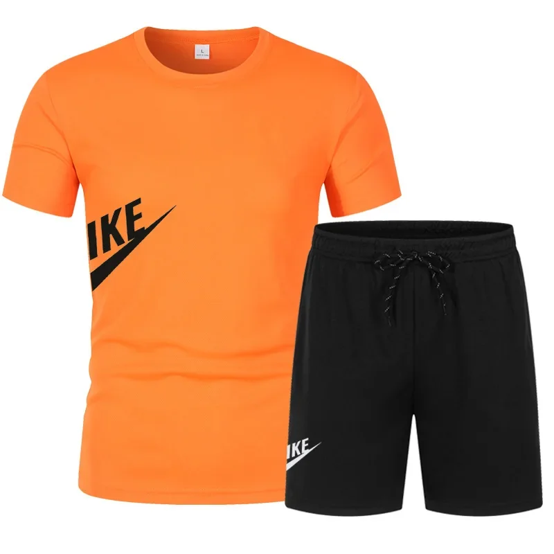 2025 Men's summer T-shirt and shorts set, men's breathable sportswear set, casual and fashionable short-sleeved T-shirt set thumbnail 2