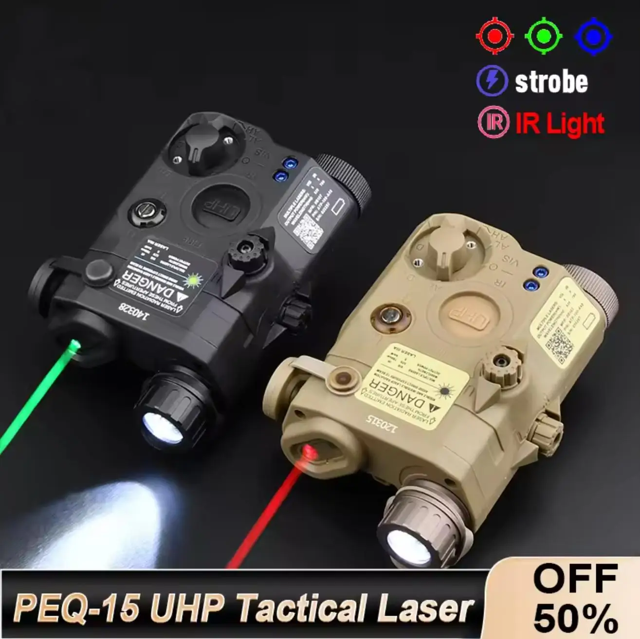 Rifle M4 M16 AR15 AK47 Airsoft UHP AN PEQ15 LA5C Red Dot Green Blue Laser Indicator IR Fill Light Laser Hunting Scout 20mm Rail thumbnail 3