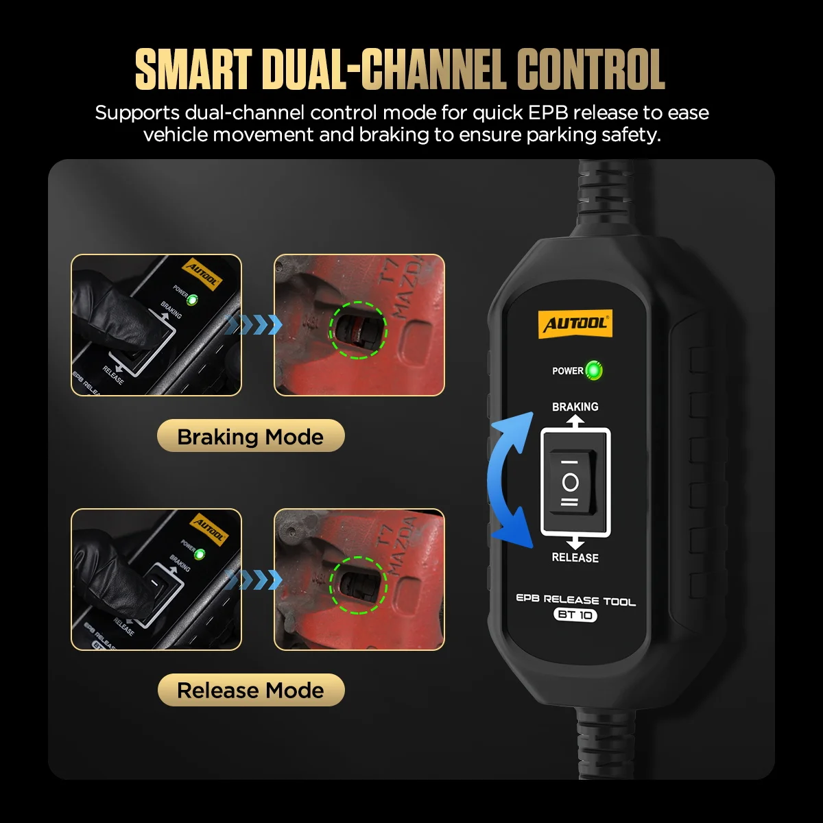AUTOOL Car EPB Release Tool BT10 AUTO Electronic Parking Brake Tool l Braking & Release Mode thumbnail 2