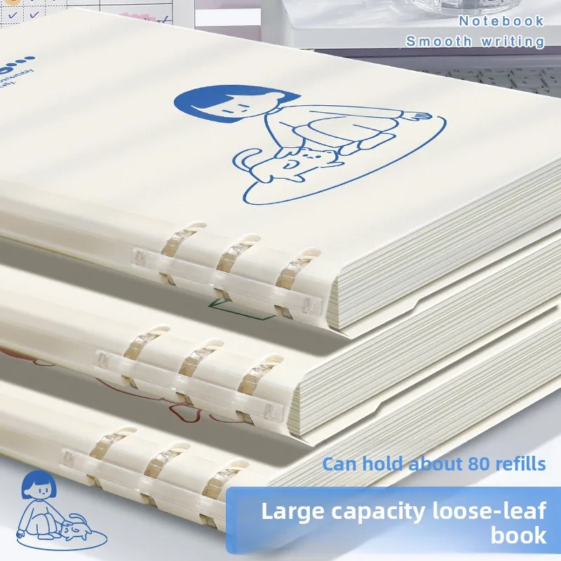 Notebook Loose-leaf 60 Sheets/120 Pages A5/B5 Loose-leaf Binder Notebook Puppy/Panda/Dinosaur/Capybara Horizontal Line thumbnail 5