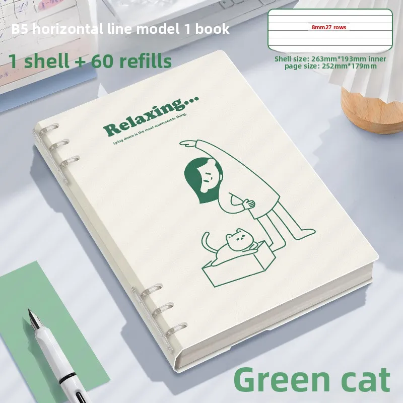 Notebook Loose-leaf 60 Sheets/120 Pages A5/B5 Loose-leaf Binder Notebook Puppy/Panda/Dinosaur/Capybara Horizontal Line thumbnail 2