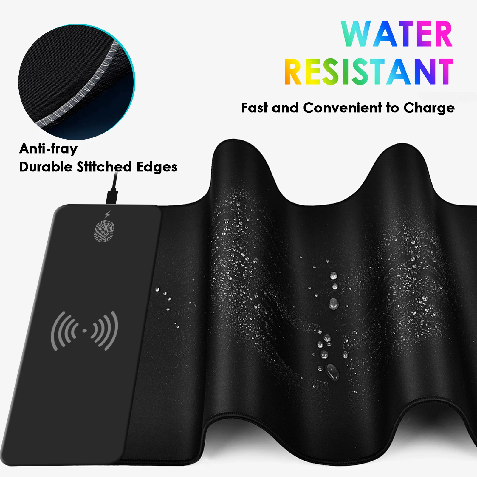 Wireless Charging RGB Mouse Pad Gaming LED Mousepad with 10 Light Modes Extra Large XXL Full Non-Slip Desk Pad Mat for Keyboard thumbnail 4
