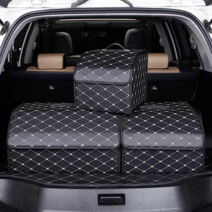 Car Trunk Organizer Box Large Capacity Auto Multiuse Tools Storage Bag Stowing Tidying Leather Folding for Emergency thumbnail 2