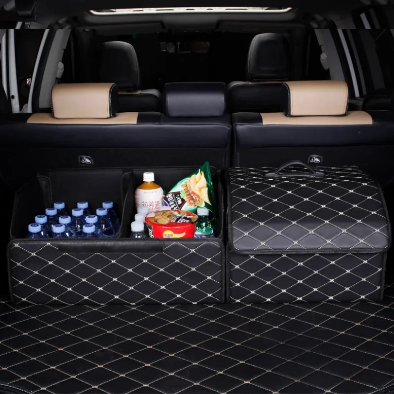 Car Trunk Organizer Box Large Capacity Auto Multiuse Tools Storage Bag Stowing Tidying Leather Folding for Emergency thumbnail 3