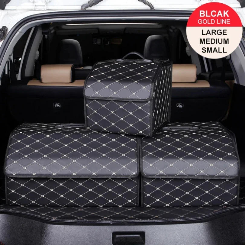 Car Trunk Organizer Box Large Capacity Auto Multiuse Tools Storage Bag Stowing Tidying Leather Folding for Emergency thumbnail 4