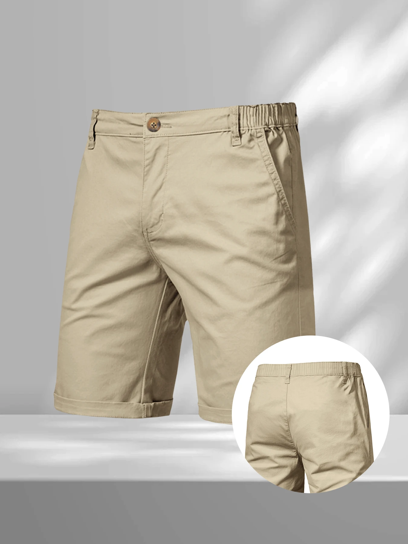 Summer Casual Cargo Shorts Men's Jogging Climbing Sports Short Elastic Waist Solid Color Male Jogger Work Hiking Shorts thumbnail 4