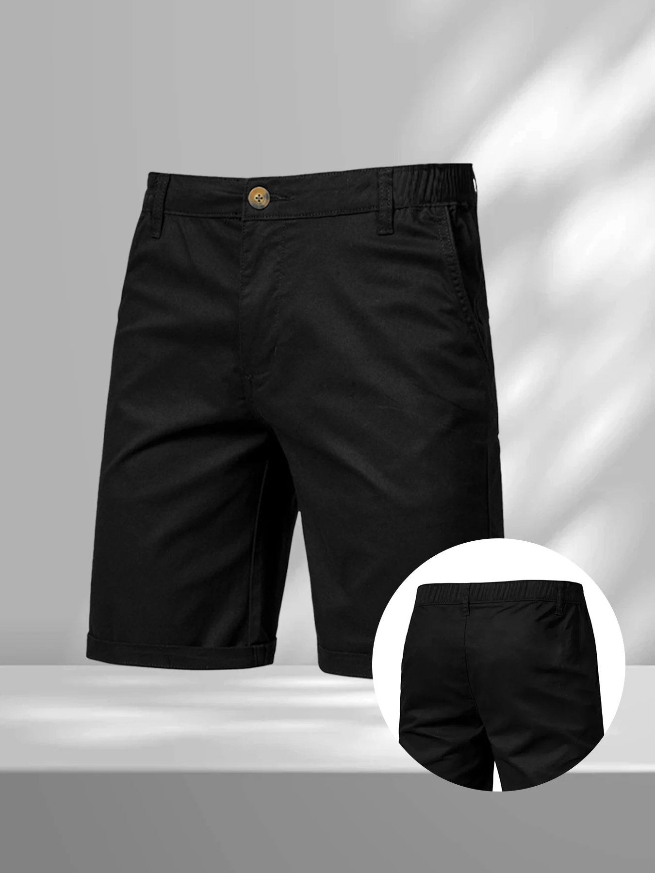 Summer Casual Cargo Shorts Men's Jogging Climbing Sports Short Elastic Waist Solid Color Male Jogger Work Hiking Shorts thumbnail 2