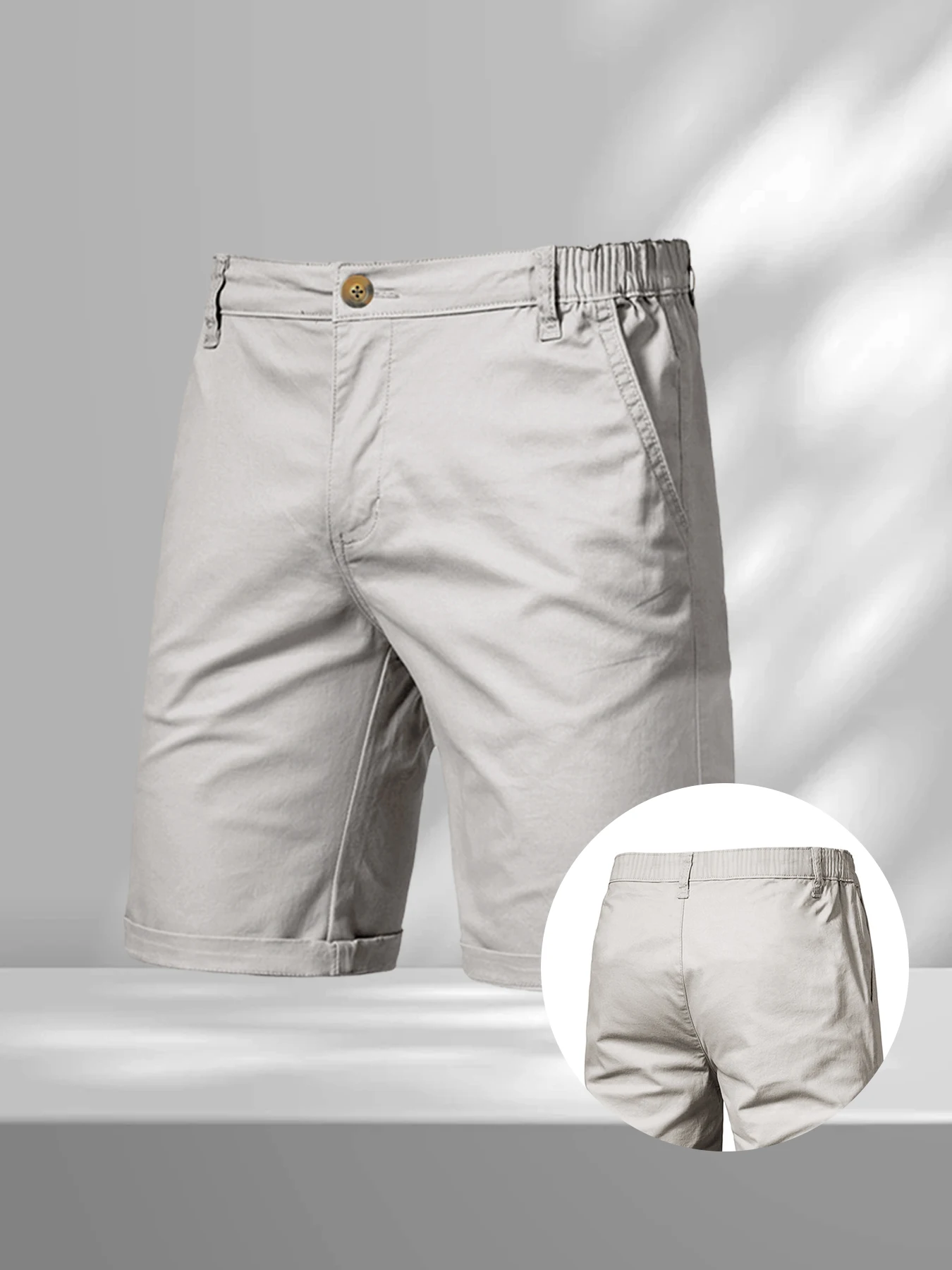 Summer Casual Cargo Shorts Men's Jogging Climbing Sports Short Elastic Waist Solid Color Male Jogger Work Hiking Shorts thumbnail 3
