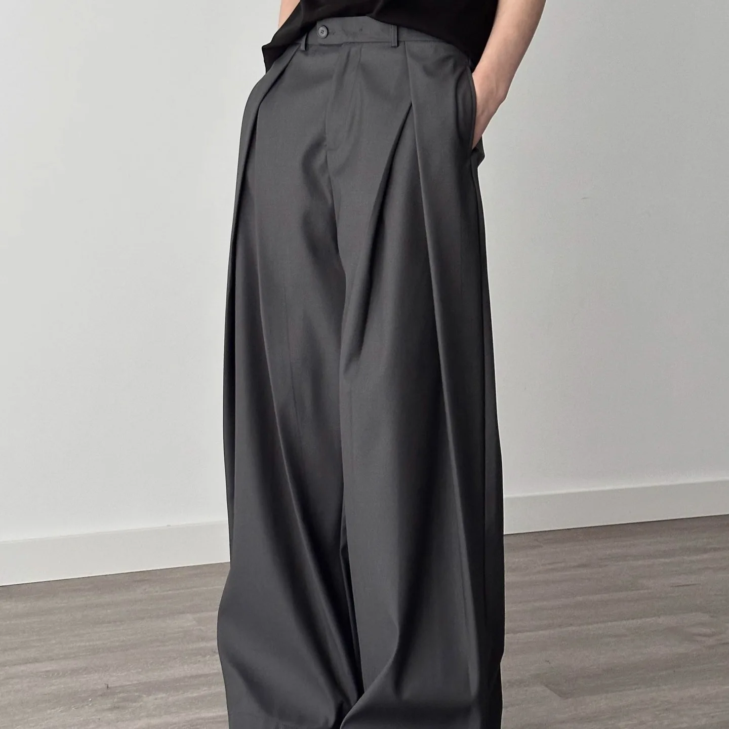 2025 New Black Suit Pants Men Fashion Social Mens Dress Pants Korean Loose Oversized Wide Leg Pants Mens  Trousers thumbnail 2