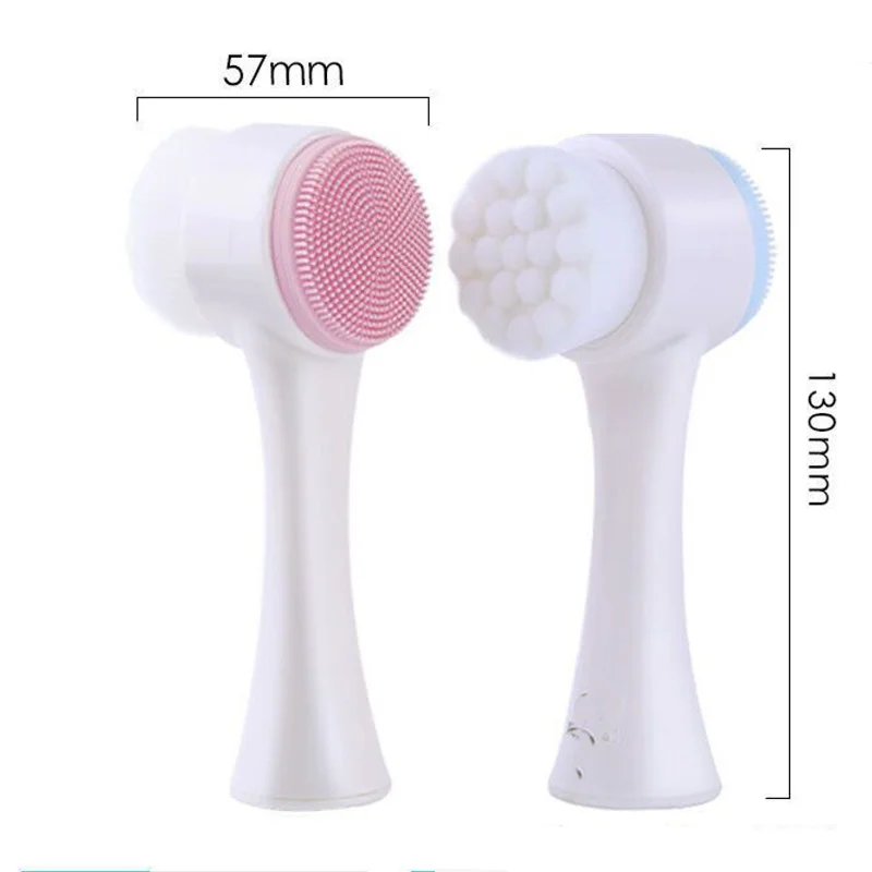 3D Double Silicone Facial Cleansing Brush Manual Massage Facial Brush Soft Bristles Exfoliator Double Sided Face Wash Brush thumbnail 6