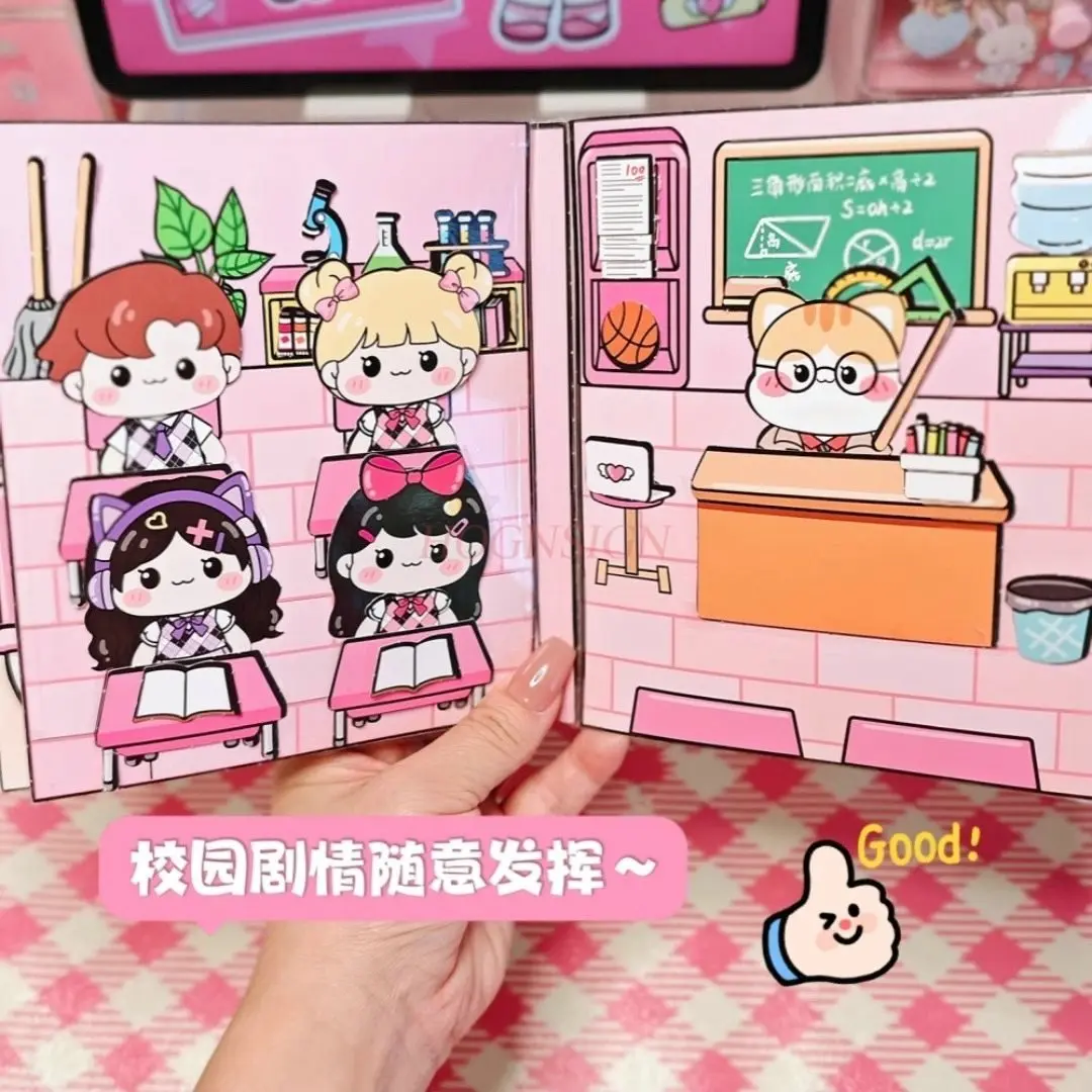 2set Mini school bully quiet book, pinch music sticker book, decompression toy, bean book thumbnail 3