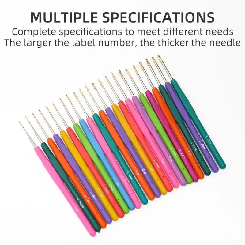 1PCS  0.5-2.8mm Rubber Handle Crochet Hooks Needles Knit Weave Craft Small Lace Yarn Sewing Tools Crochet Knitting Needles thumbnail 4