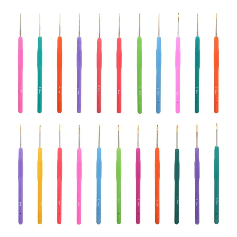 1PCS  0.5-2.8mm Rubber Handle Crochet Hooks Needles Knit Weave Craft Small Lace Yarn Sewing Tools Crochet Knitting Needles thumbnail 6