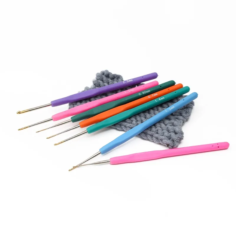 1PCS  0.5-2.8mm Rubber Handle Crochet Hooks Needles Knit Weave Craft Small Lace Yarn Sewing Tools Crochet Knitting Needles thumbnail 5