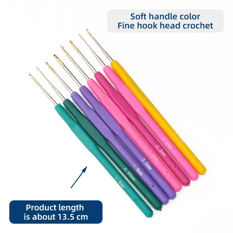 1PCS  0.5-2.8mm Rubber Handle Crochet Hooks Needles Knit Weave Craft Small Lace Yarn Sewing Tools Crochet Knitting Needles thumbnail 3