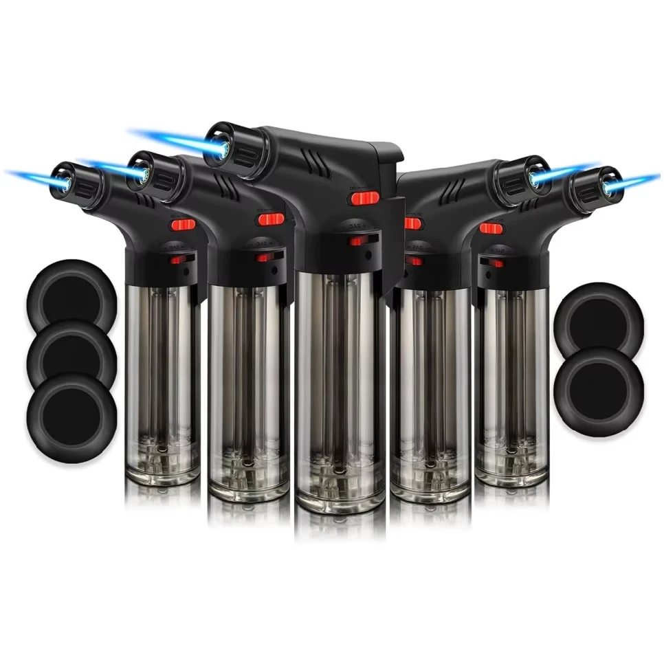 4-pack torch lighters, windproof lighters, butane gas lighters, smoke accessories, outdoor grilling tools 2025 New