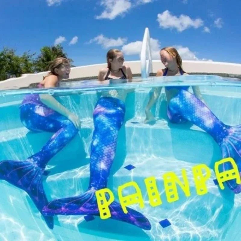 New Kids Adult Swimming Mermaid tail Girl Mom Cosplay Mermaid Costume Children Party Gift Fantasy Swimsuit With Monofin Fin thumbnail 2