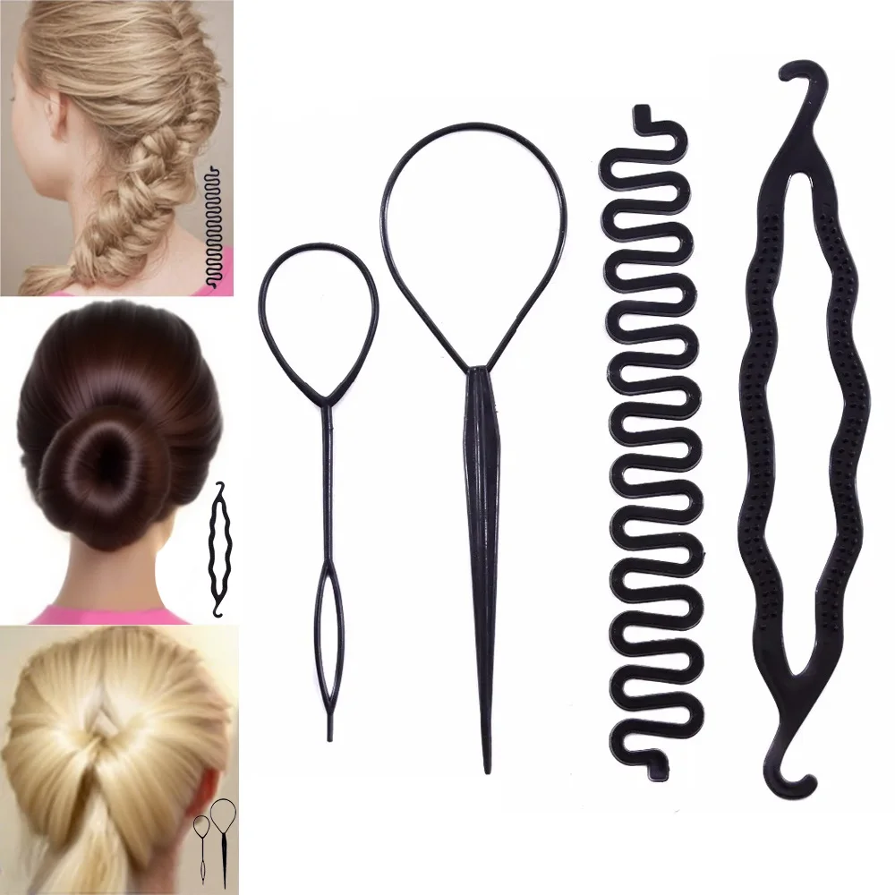 Magic Hair Braiding Twist Curler Styling Set Hairpin Holding Hair Braiders Pull Hair Needle Ponytail DIY Tool