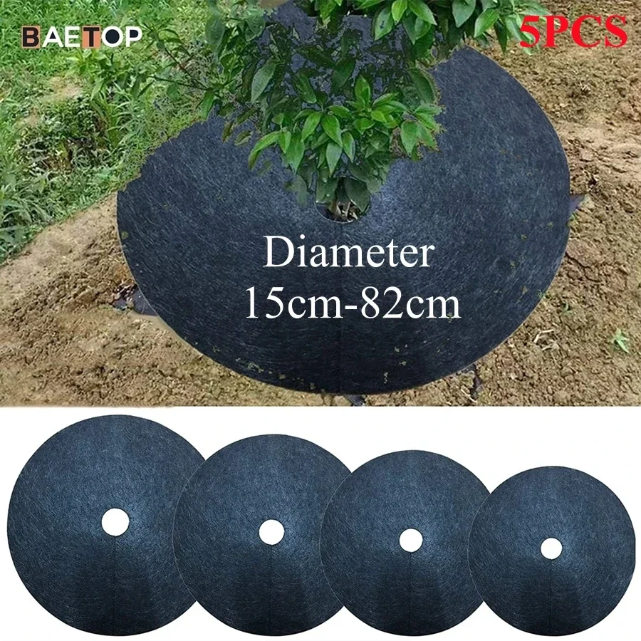 Non-Woven Tree Mulch Ring Weeding Barrier, Protector Mat, Plant Cover, Anti Grass, Gardening Fabric Weed Control, 15cm-82cm thumbnail 2