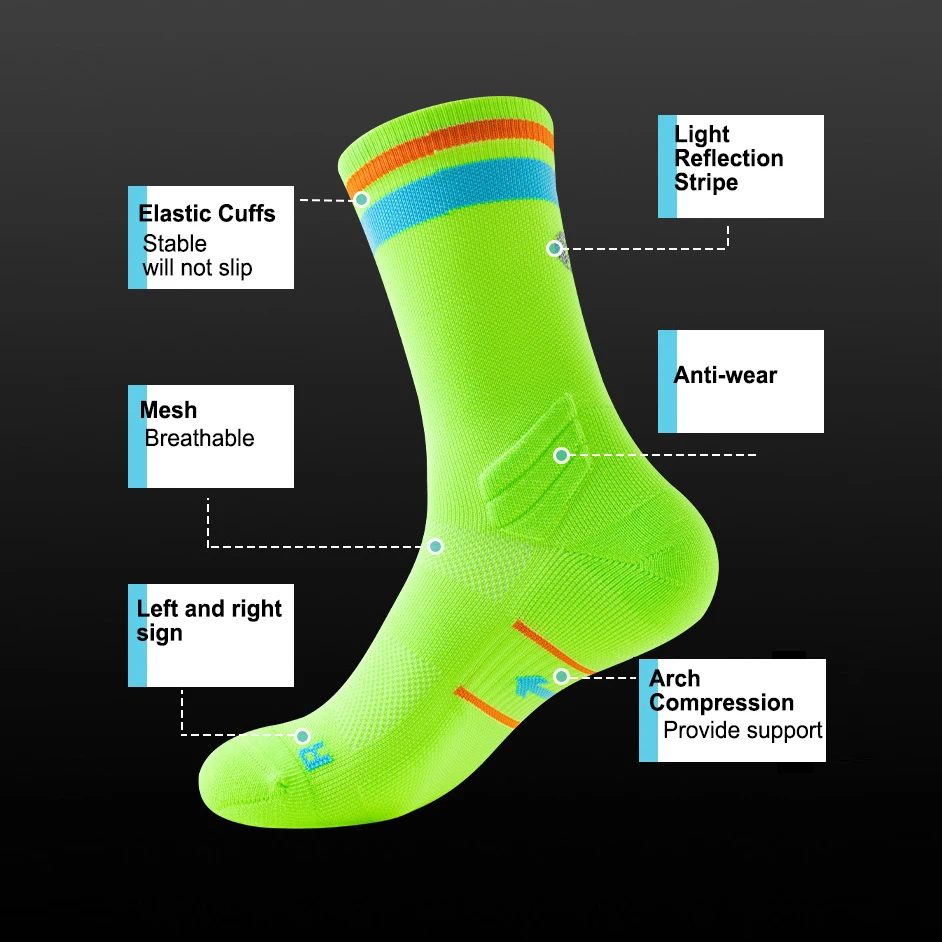 Running Compression Socks Spring Autumn Man Woman Marathon Cycling Sports Crew Sock thumbnail 3