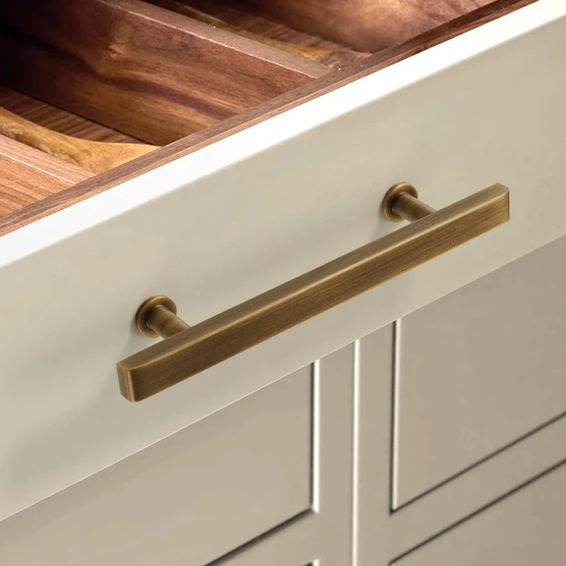 Rectangle Vintage Brass Handles for Furniture Bronze Handles for Wardrobe and Drawer Luxury Kitchen Drawer Cabinet Pulls thumbnail 2