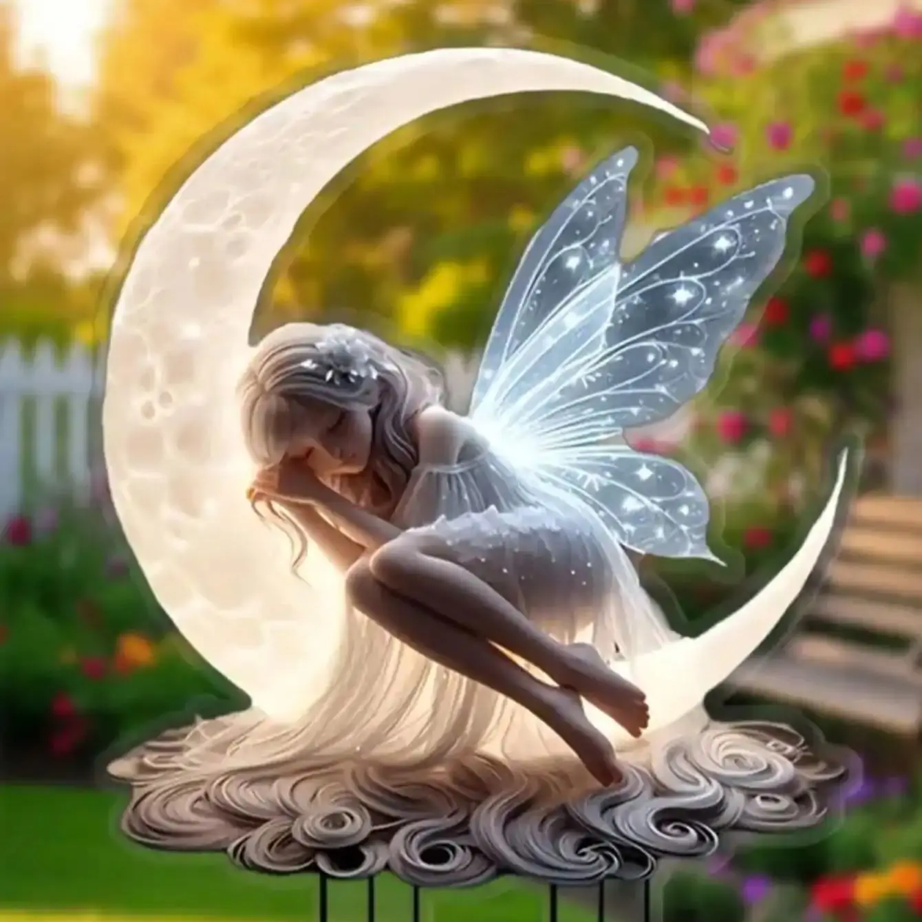 1pcs Moonlight Fairy Garden Pile, courtyard lawn ground decoration, suitable for outdoor garden potted decoration,