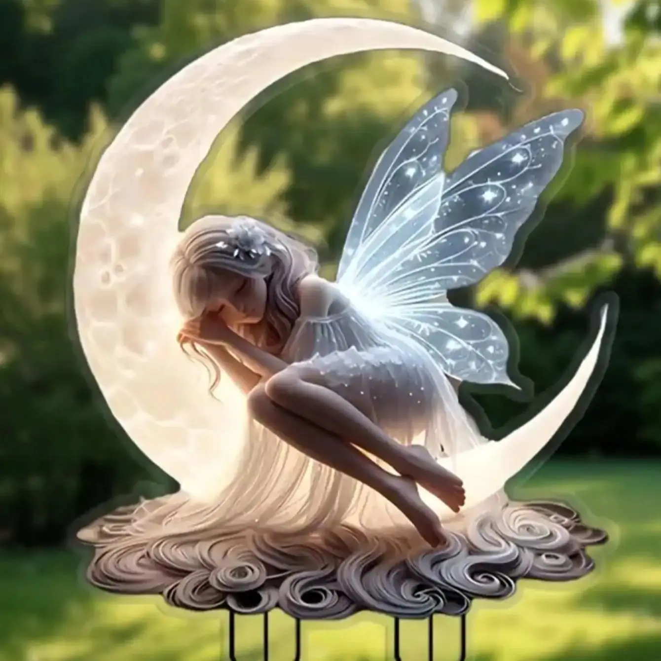 1pcs Moonlight Fairy Garden Pile, courtyard lawn ground decoration, suitable for outdoor garden potted decoration, thumbnail 3