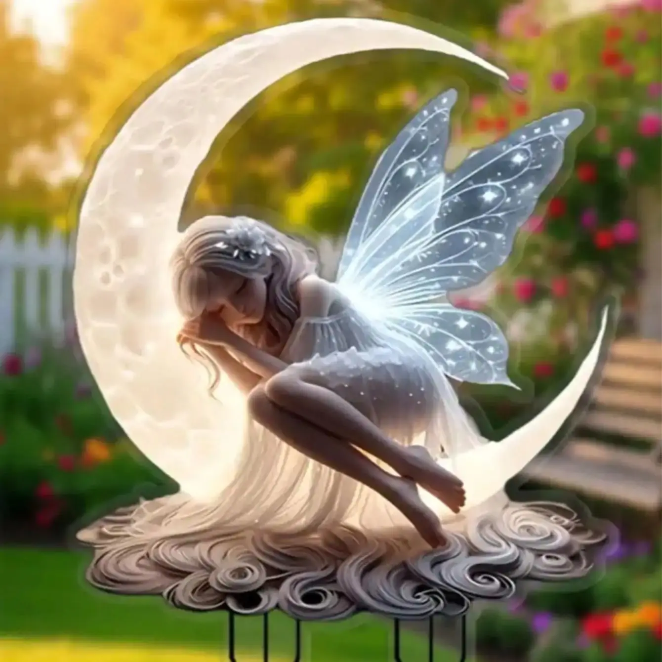 1pcs Moonlight Fairy Garden Pile, courtyard lawn ground decoration, suitable for outdoor garden potted decoration, thumbnail 2