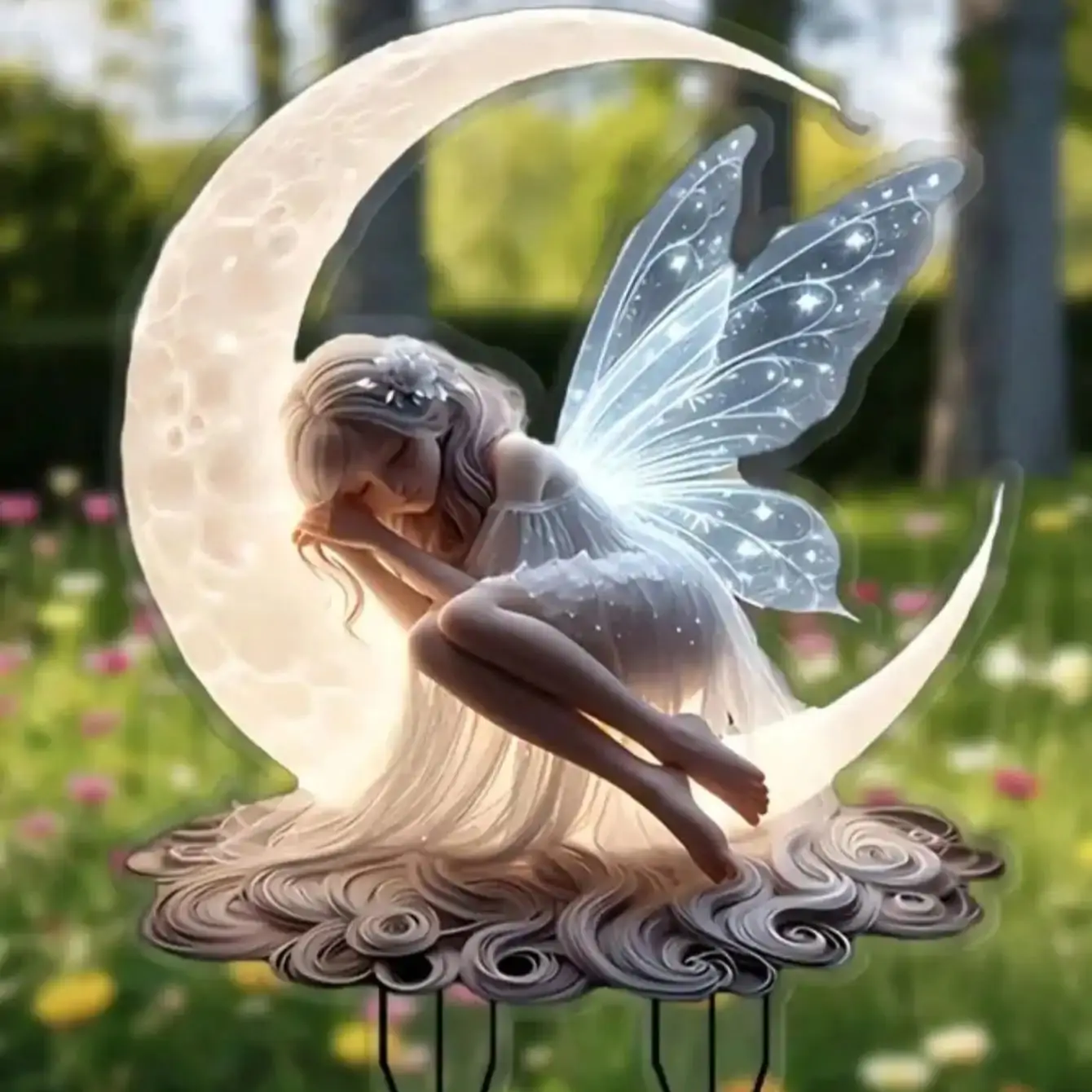 1pcs Moonlight Fairy Garden Pile, courtyard lawn ground decoration, suitable for outdoor garden potted decoration, thumbnail 4