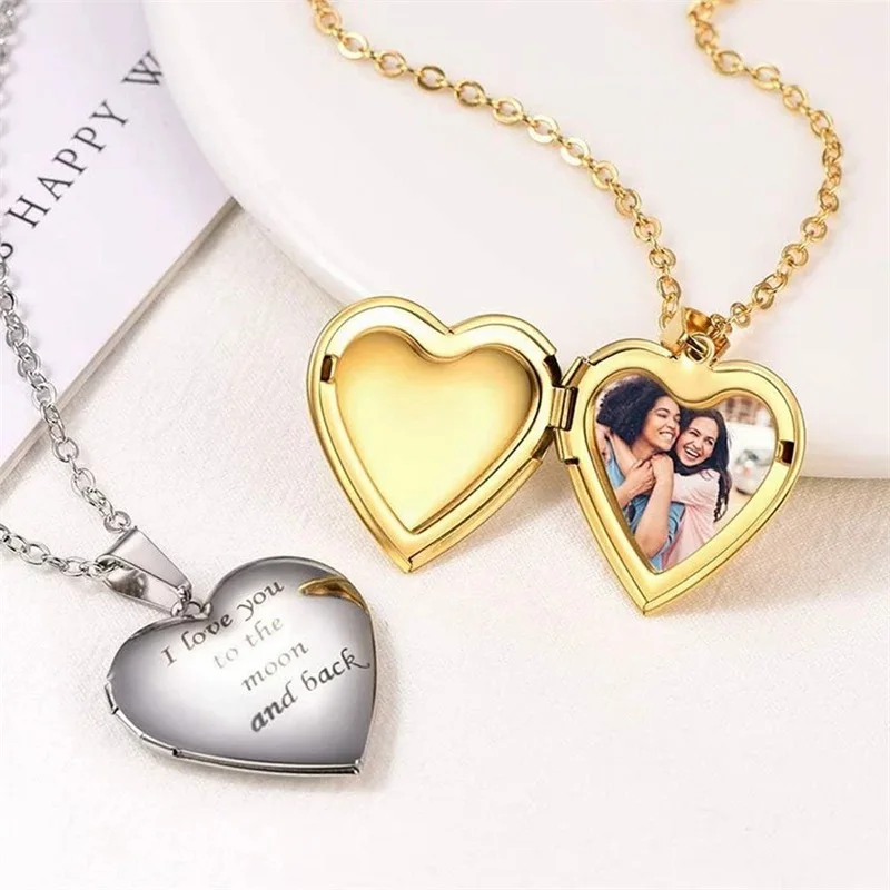 Personalized Locket Necklace for Women Custom Photo Heart Pendant Necklace Customized Picture Lockets Necklaces Birthday Gifts thumbnail 2